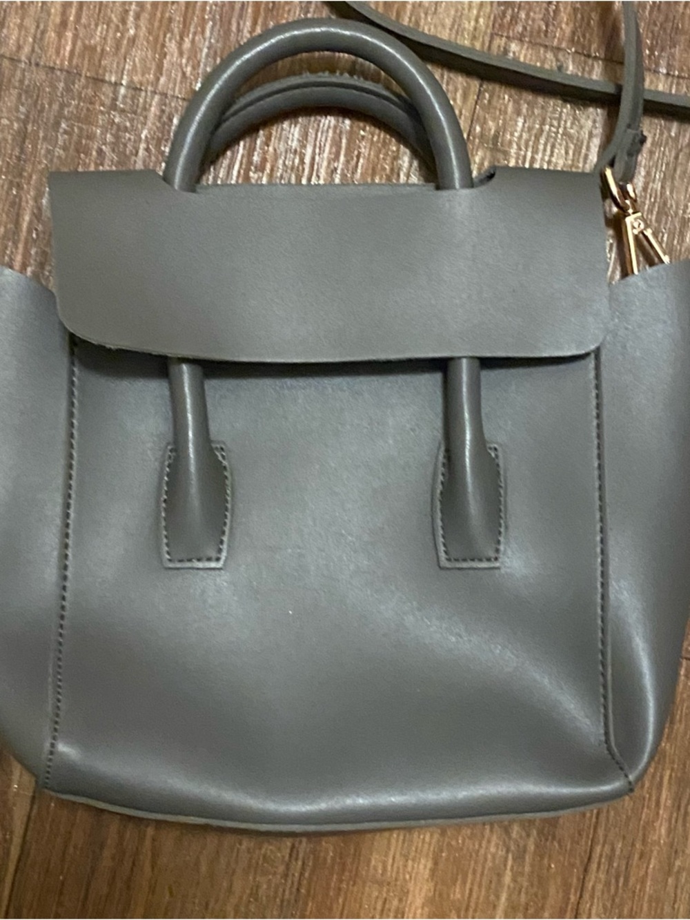 Dream Control Gray Faux Leather Handbag Purse Shoulder Bag 8x10x2.5 Minimalist
